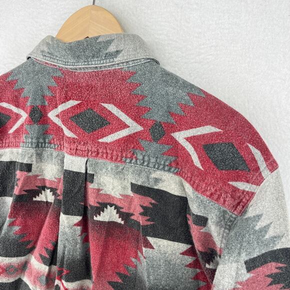 Vintage WOOLRICH Shirt Men XL Flannel Navarro Aztec Southwestern Cotton Gray USA - Picture 8 of 14